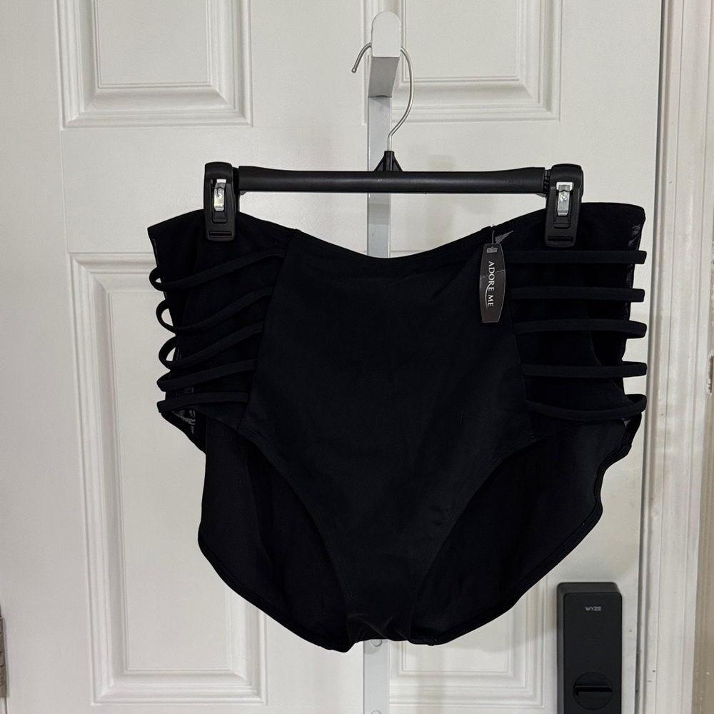 Adore Me Black High-Waist Strappy Bikini Briefs
